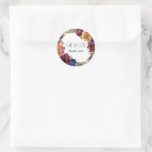 Bourgogne & Navy Oranje Herfst Floral Monogram - Ronde Sticker (Tas)