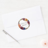 Bourgogne & Navy Oranje Herfst Floral Monogram - Ronde Sticker (Envelop)