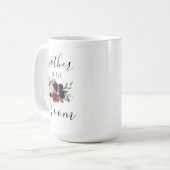 Bourgogne Navy Roze Bloemen Moeder van de bruidego Koffiemok (Voorkant links)