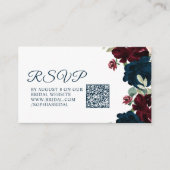 Bourgogne & Navy Rustiek Vrijgezellenfeest QR RSVP Informatiekaartje (Voorkant)