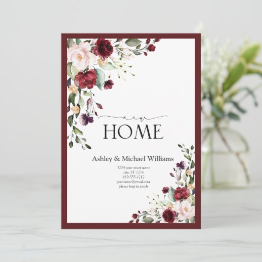 Bourgogne Nieuwe Huis Verhuisadres Feestdagenkaart (Staand voorkant)