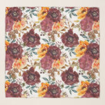 Bourgogne Oranje naoorlogse Waterverf Floral Sjaal<br><div class="desc">Bourgogne Sinaasappel Rustieke herfst Herfst Waterverf Floral Wedding Accessoires Sjaals Wraps beschikt over een botanische waterverf bloemenpatroon in bourgogne en sinaasappel op een witte achtergrond. Perfect voor bruiloften,  bruidsmeisjes,  verjaardagscadeau voor mama,  oma,  vrienden en meer. Ontworpen door ©Evco Studio www.zazzle.com/store/evcostudio</div>