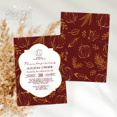 Bourgogne Oranje pompoen verlaat Thanksgiving dine Kaart