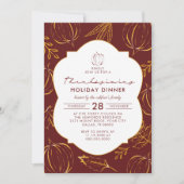 Bourgogne Oranje pompoen verlaat Thanksgiving dine Kaart (Voorkant)