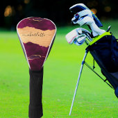 Bourgogne paars goud met marmer roos gouden naam golfheadcover
