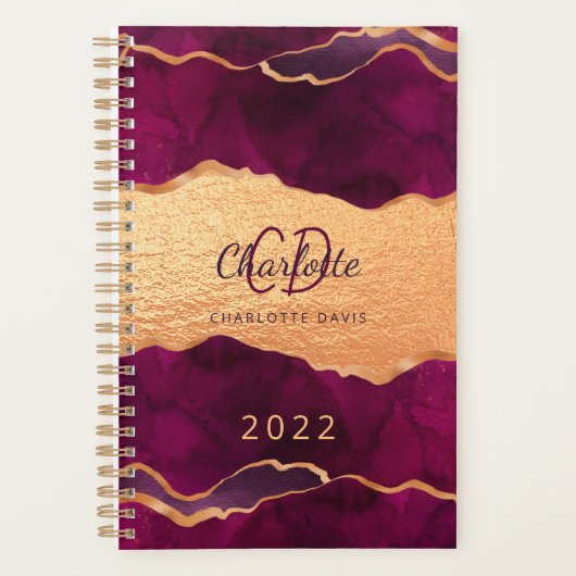 Bourgogne paars goudmakreel 2023 planner (Voorkant)