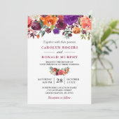 Bourgogne Paars Oranje rood veulen bruiloft Kaart (Staand voorkant)