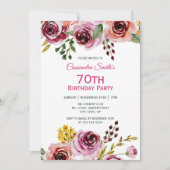 Bourgogne Paarse Bruin Roos Rustieke Bloemen Verja Kaart (Voorkant)