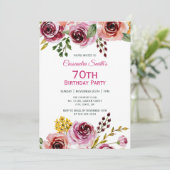 Bourgogne Paarse Bruin Roos Rustieke Bloemen Verja Kaart (Staand voorkant)