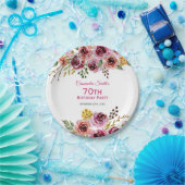 Bourgogne Paarse Bruin Roos Rustieke Bloemen Verja Papieren Bordje (Feest)