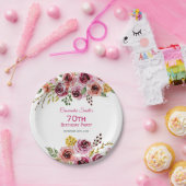 Bourgogne Paarse Bruin Roos Rustieke Bloemen Verja Papieren Bordje (Feest)