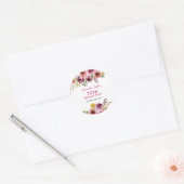 Bourgogne Paarse Bruin Roos Rustieke Bloemen Verja Ronde Sticker (Envelop)