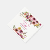 Bourgogne Paarse Bruin Roos Rustieke Bloemen Verja Servet (Hoek)