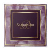 Bourgogne Paarse en gouden geometrisch marmer Tegeltje (Voorkant)