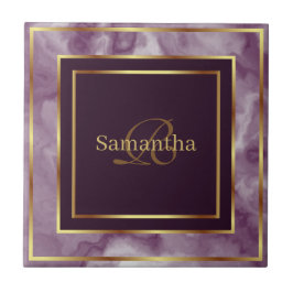 Bourgogne Paarse en gouden geometrisch marmer Tegeltje