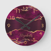 Bourgogne paarse goudmarmer ronde klok (Voorkant)