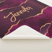 Bourgogne paarse goudmarmer sherpa deken (3/4)