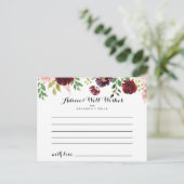 Bourgogne Paarse lente bloemenbruiloft advies Kaar Briefkaart (Staand voorkant)