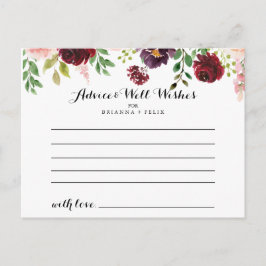 Bourgogne Paarse lente bloemenbruiloft advies Kaar Briefkaart