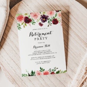 Bourgogne Paarse lente bloemenpensioen feest Kaart