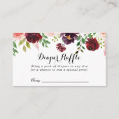 Bourgogne Paarse lente Floral Diaper Raffle Ticket Informatiekaartje (Voorkant)