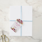 Bourgogne Paarse Roos Bloemen Verjaardag Dank u Cadeaulabel (Met Touw)