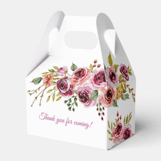 Bourgogne Paarse Roos rustieke bloemen Verjaardag Bedankdoosjes (Voorkant Zijde)