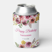 Bourgogne Paarse Roos rustieke bloemen Verjaardag Blikjeskoeler (Blikje Voorkant)