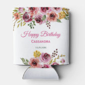 Bourgogne Paarse Roos rustieke bloemen Verjaardag Blikjeskoeler (Achterkant)