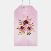 Bourgogne Paarse Roos rustieke bloemen Verjaardag Cadeaulabel (Achterkant)