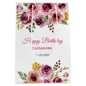 Bourgogne Paarse Roos rustieke bloemen Verjaardag Medium Cadeauzakje (Achterkant)