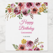 Bourgogne Paarse Roos rustieke bloemen Verjaardag Wijn Etiket (Enkel label)