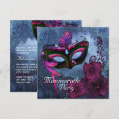 Bourgogne Paarse Roze Masquerade Party Uitnodiging (Voorkant / Achterkant)