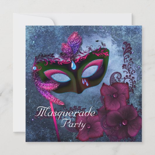 Bourgogne Paarse Roze Masquerade Party Uitnodiging (Voorkant)