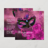Bourgogne Paarse Roze Masquerade Party Uitnodiging (Voorkant / Achterkant)