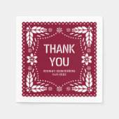 Bourgogne papel picado Dank u QUINCEAÑERA Servet (Voorkant)