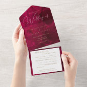 Bourgogne Passie bruiloft All In One Uitnodiging (Afscheurbaar)