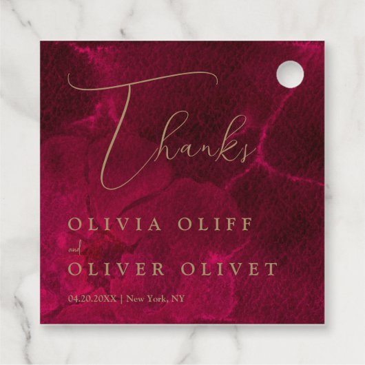 Bourgogne Passie bruiloft Bedankjes Labels (Achterkant)