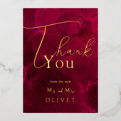 Bourgogne Passie Bruiloft Dank u Kaart (Voorkant)