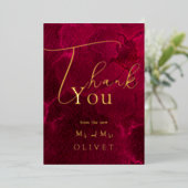 Bourgogne Passie Bruiloft Dank u Kaart (Staand Voorkant)
