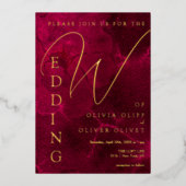 Bourgogne Passie bruiloft Folie Uitnodiging (Voorkant)