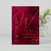 Bourgogne Passie bruiloft Folie Uitnodiging (Staand Voorkant)