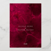 Bourgogne Passie bruiloft Folie Uitnodiging (Achterkant)