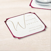 Bourgogne Passie bruiloft Kartonnen Onderzetters (Gekanteld)