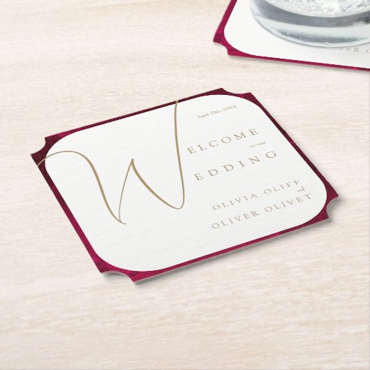 Bourgogne Passie bruiloft Kartonnen Onderzetters (Gekanteld)