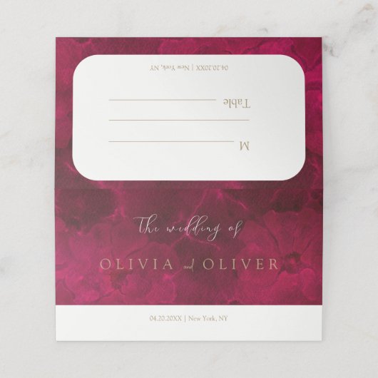 Bourgogne Passie bruiloft Plaatskaartje (Buitenkant ongevouwen)