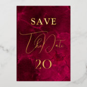 Bourgogne Passie Bruiloft Save The Date Folie Uitnodiging (Voorkant)