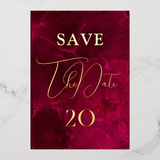 Bourgogne Passie Bruiloft Save The Date Folie Uitnodiging (Voorkant)