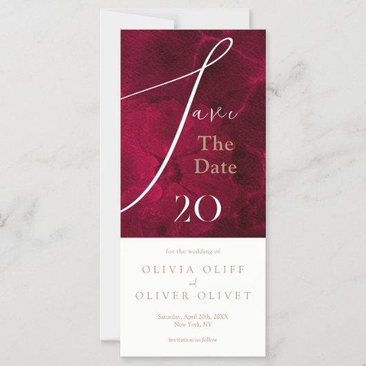 Bourgogne Passie Bruiloft Save The Date Magnetische Uitnodiging (Voorkant)