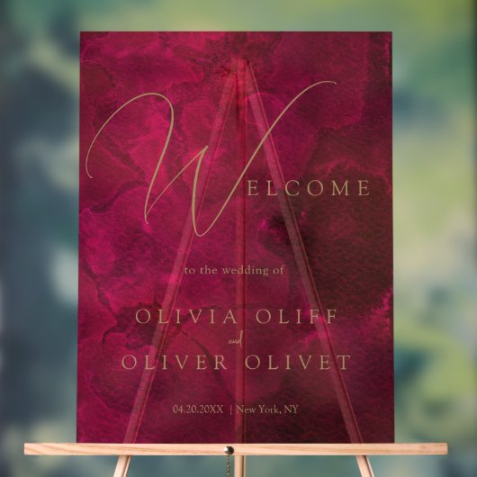 Bourgogne Passie Bruiloft Welkom Acryl Bord (Neutraal)